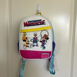 Disney x Loungefly Mousercise Mickey Minnie Donald Pluto Mini Backpack